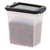 IRIS USA 10 Lbs / 12.75 Qt WeatherPro Airtight Pet Food Storage Container, for Dog Cat Bird and Other Pet Food Storage Bin, Keep Fresh, Translucent Body, BPA Free, Clear/Black